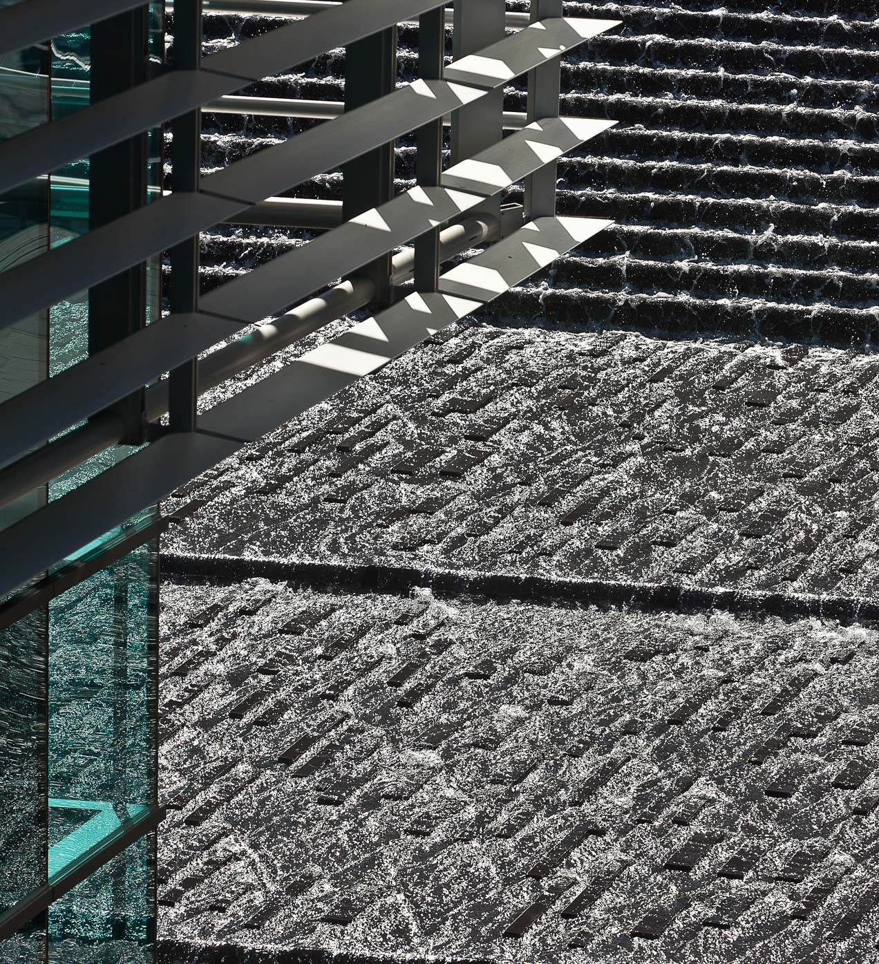 Close up of louvers on the exterior glazing