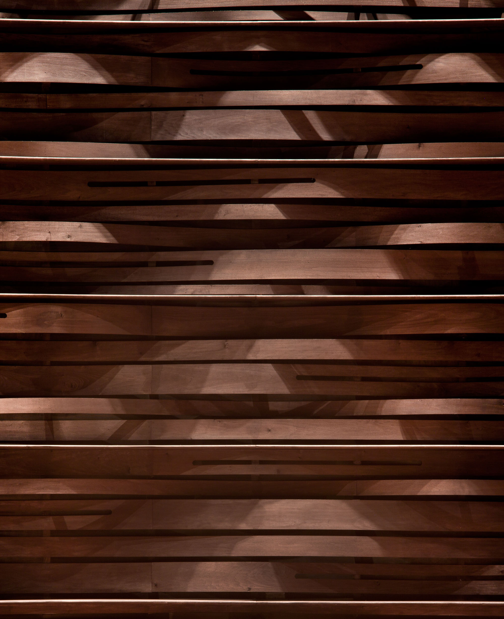 Weaved wood walls in Kogod Cradle theatre at Arena Stage