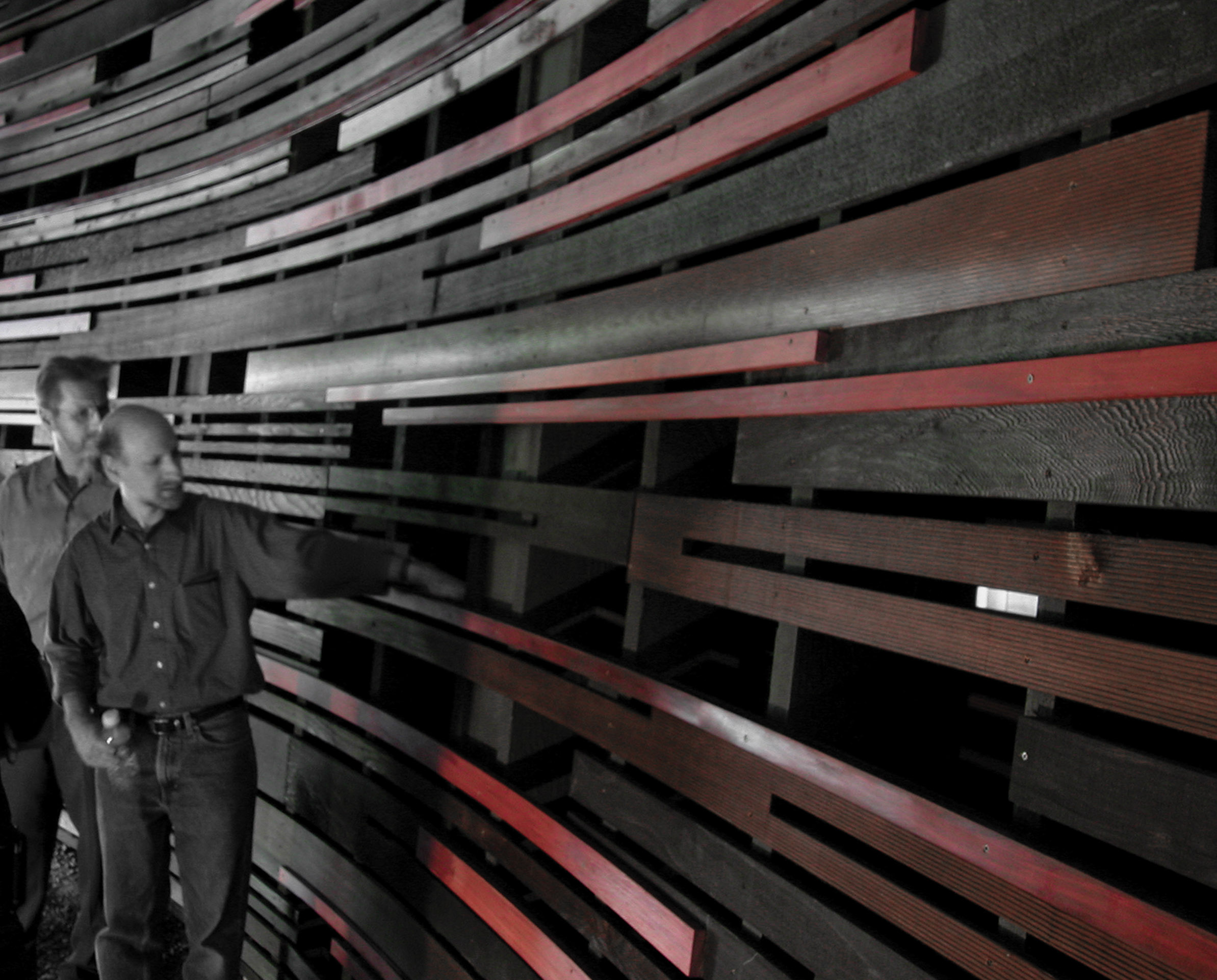 Weaved wood walls in Kogod Cradle theatre