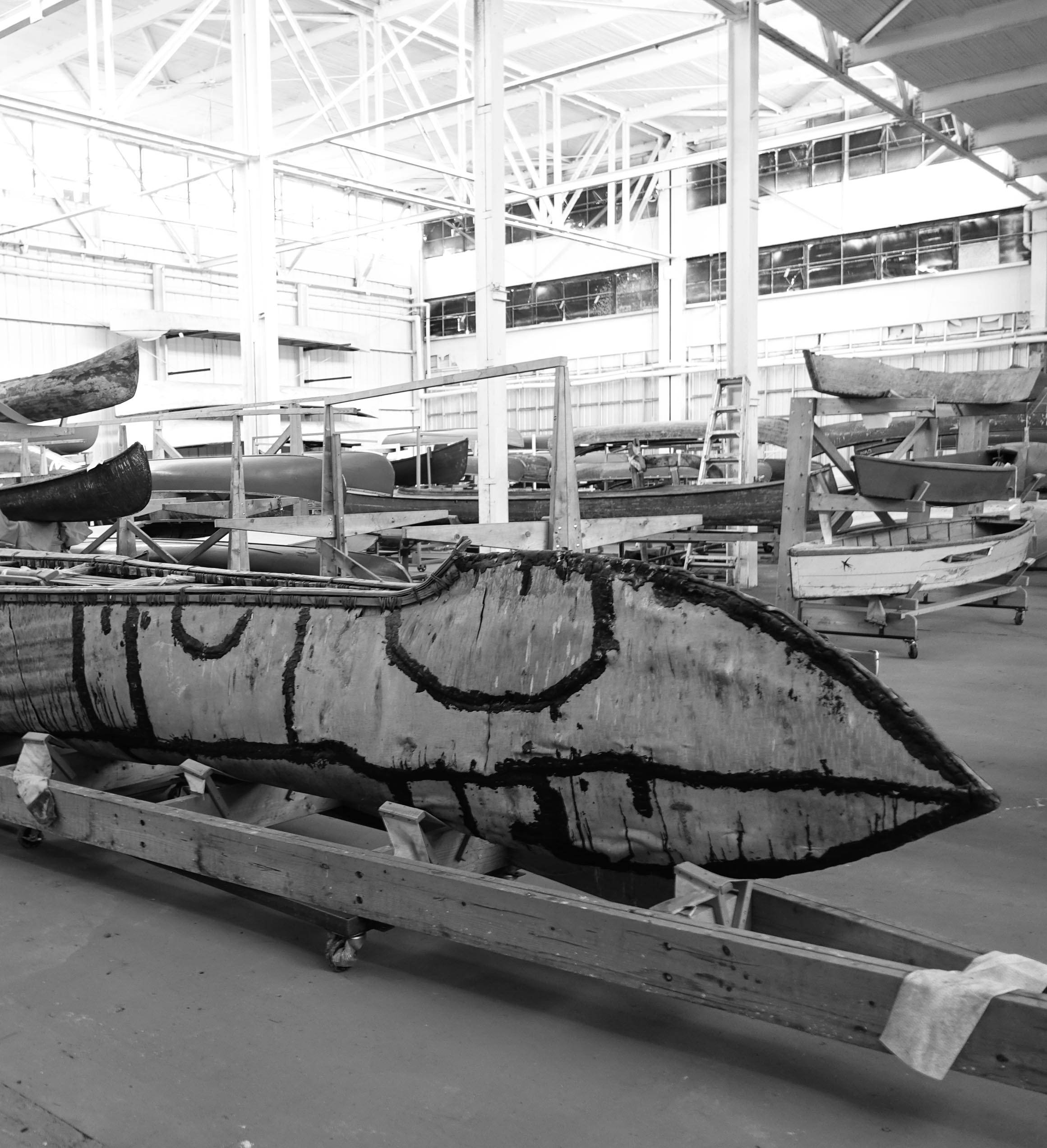 Canoe storage in building