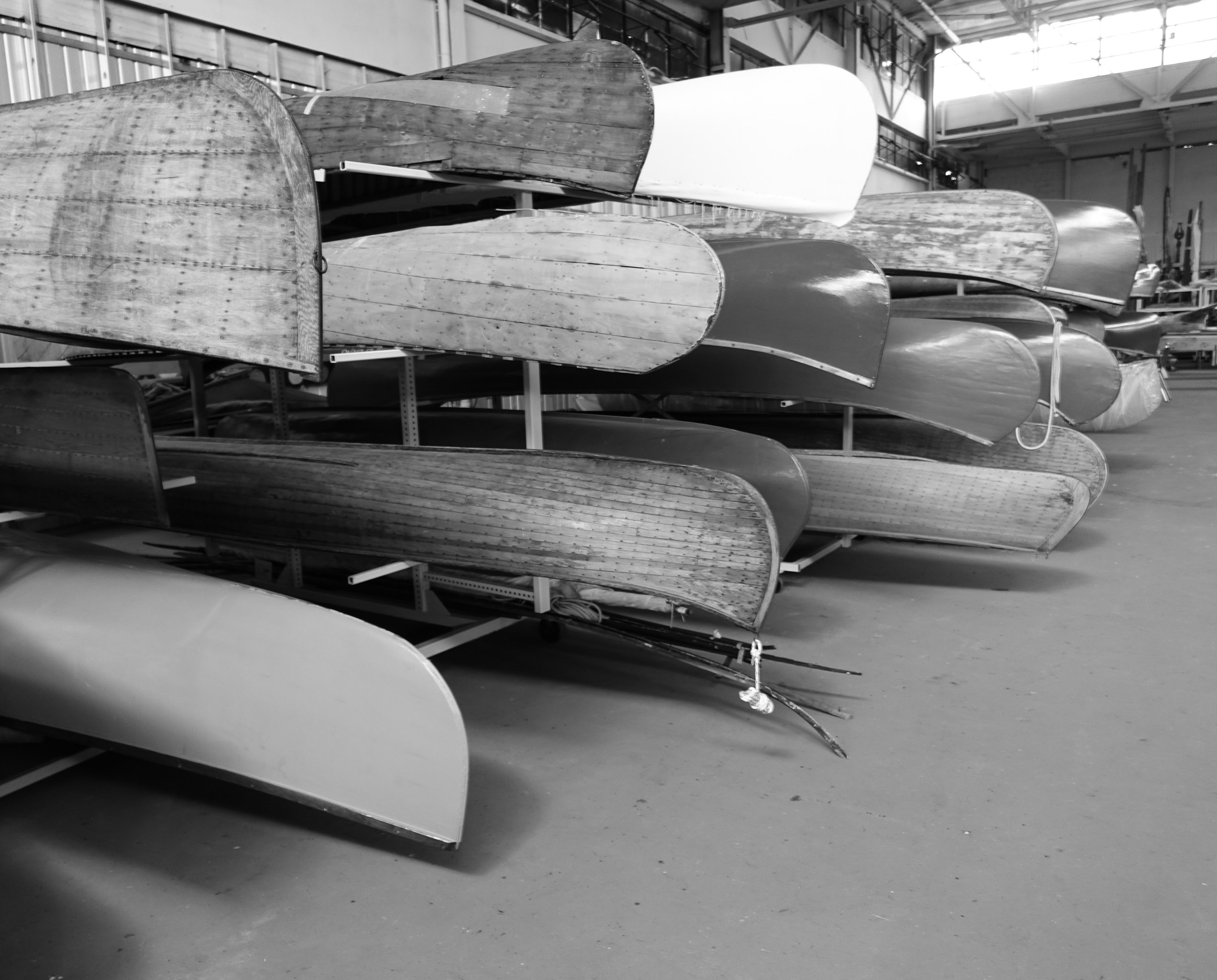 Canoe storage in building