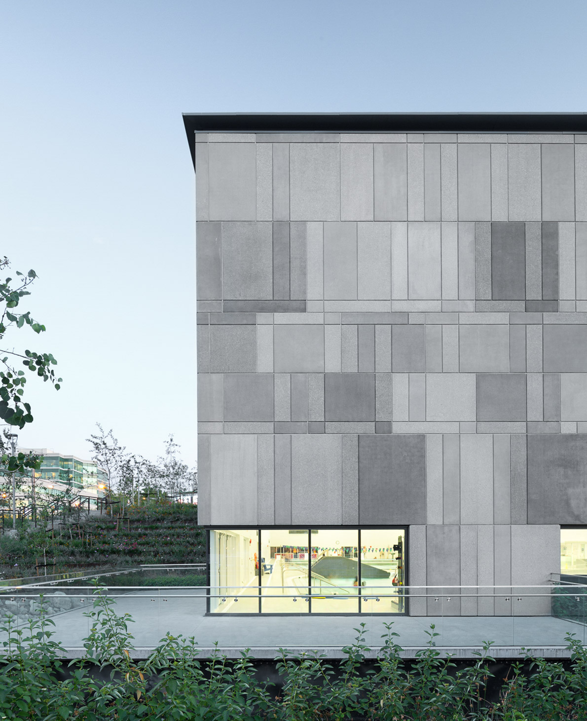 Facade panels at the aquatic centre exterior