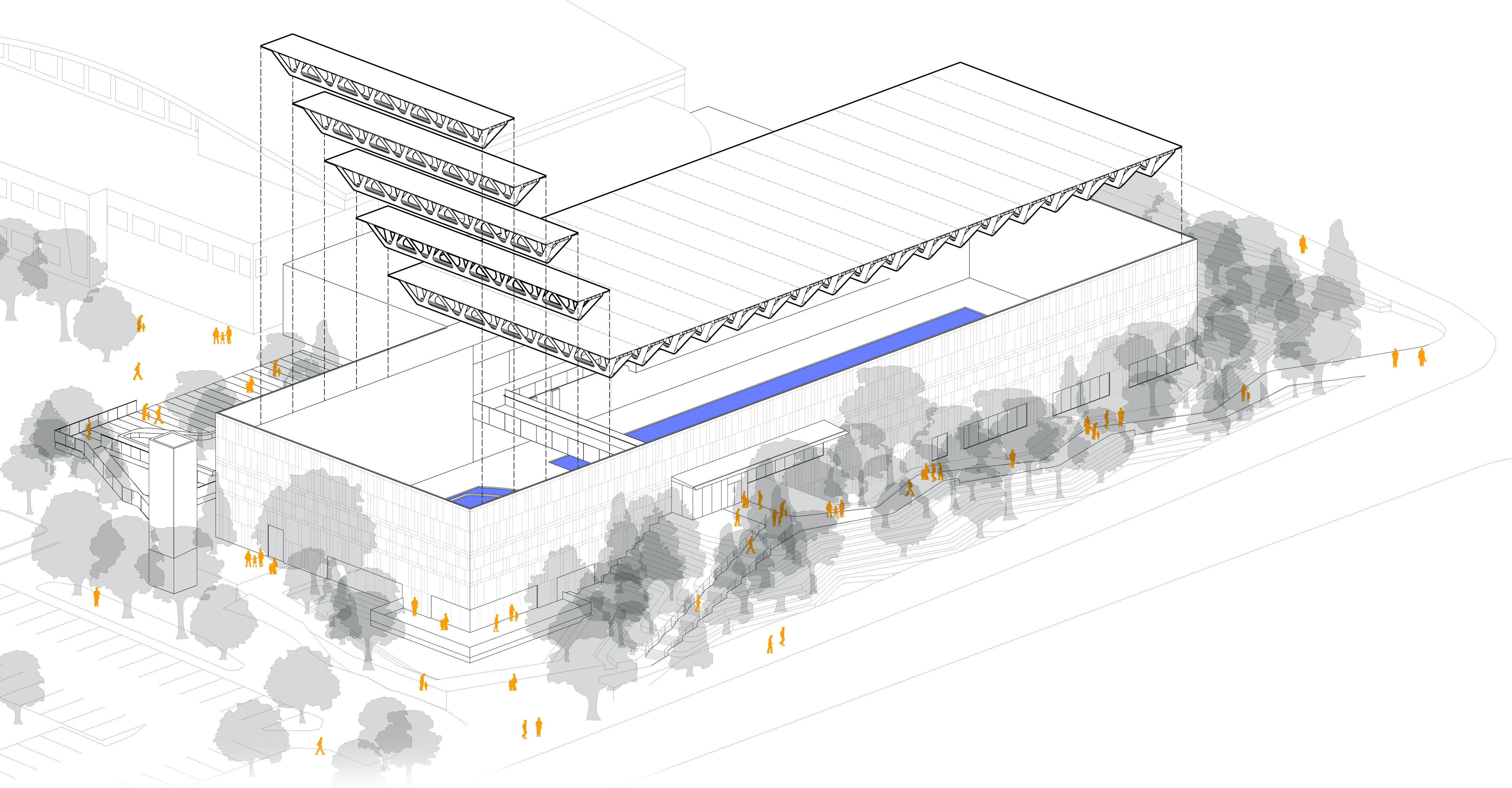 Roof truss exploded axonometric diagram