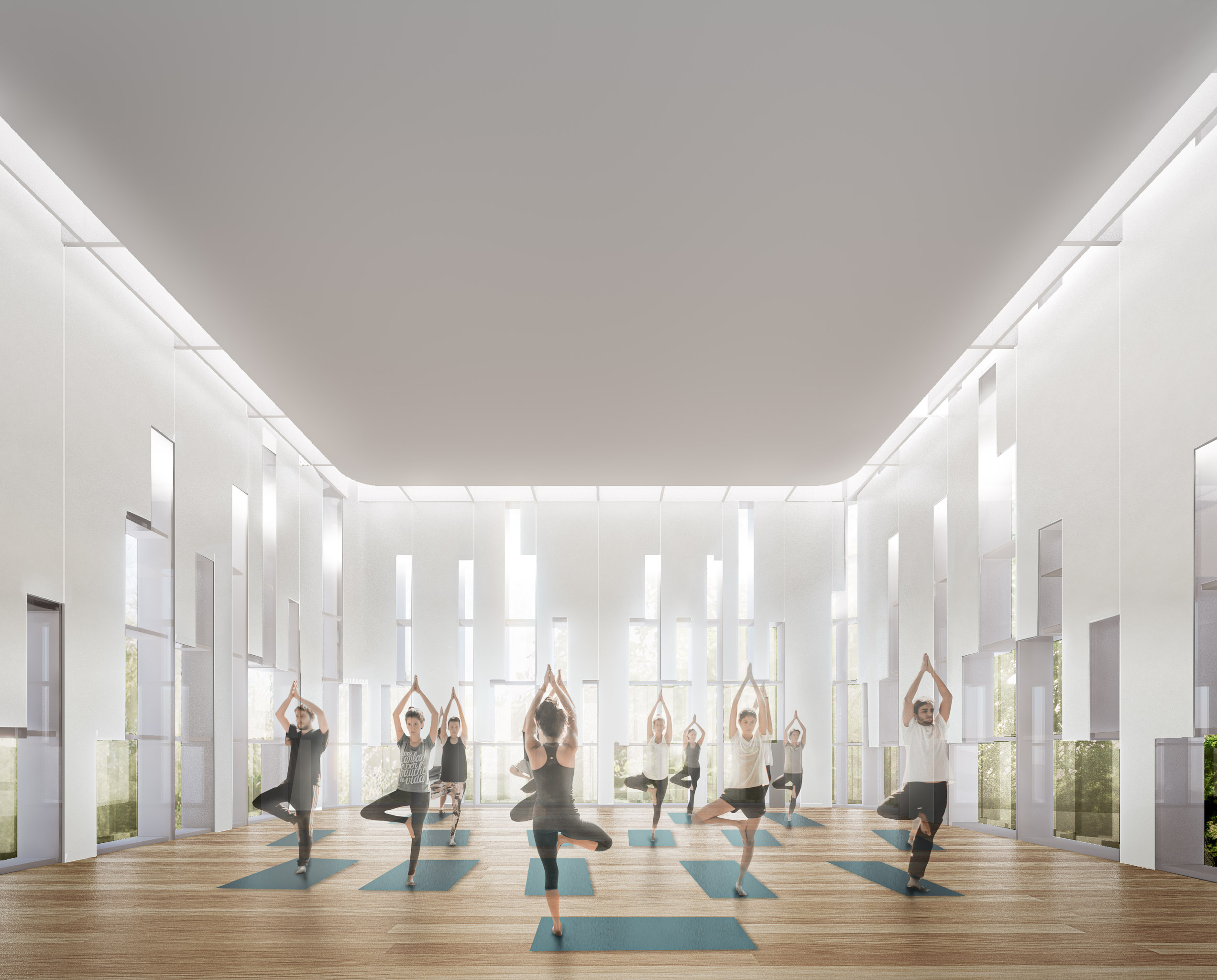Interior view of yoga studio