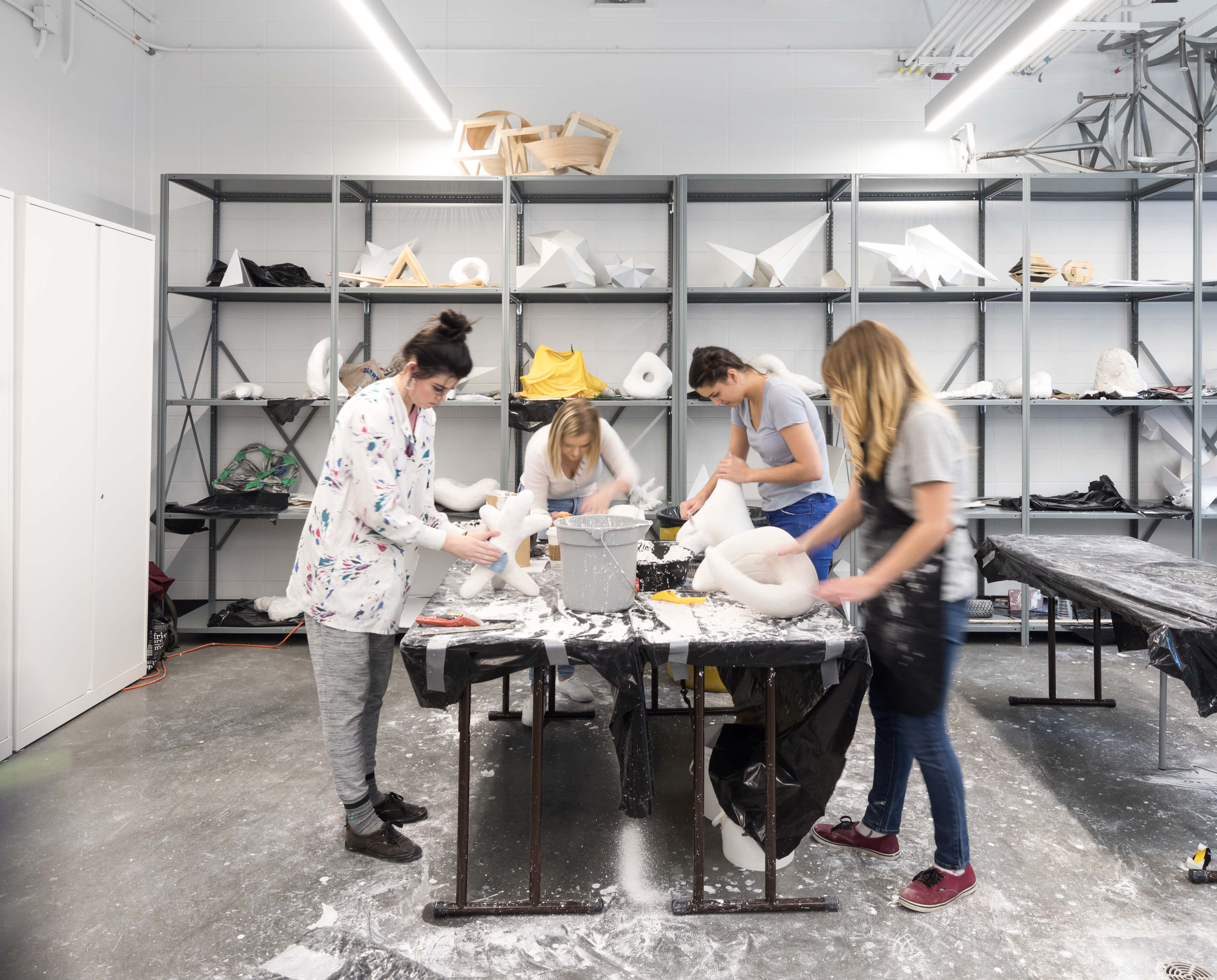 Students working in a studio
