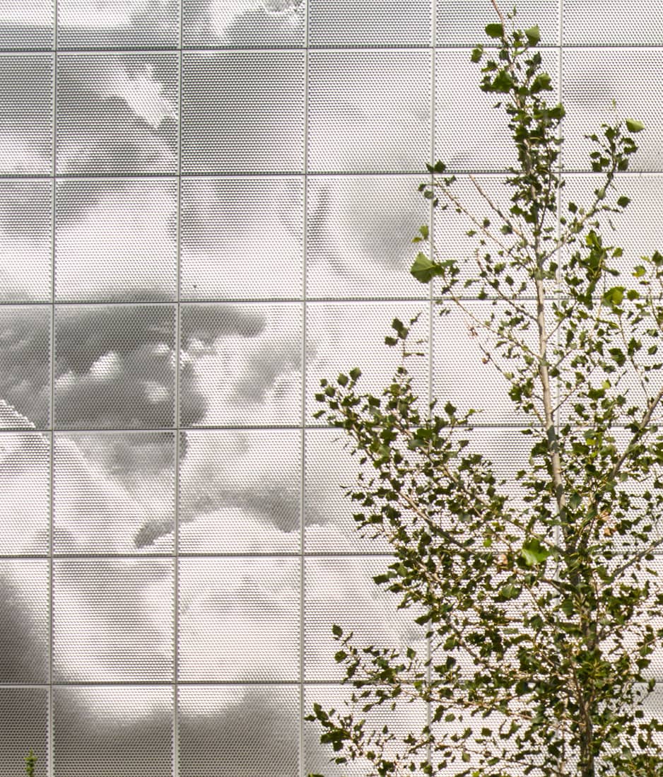 Metal screen facade at SAIT Polytechnic Parkade