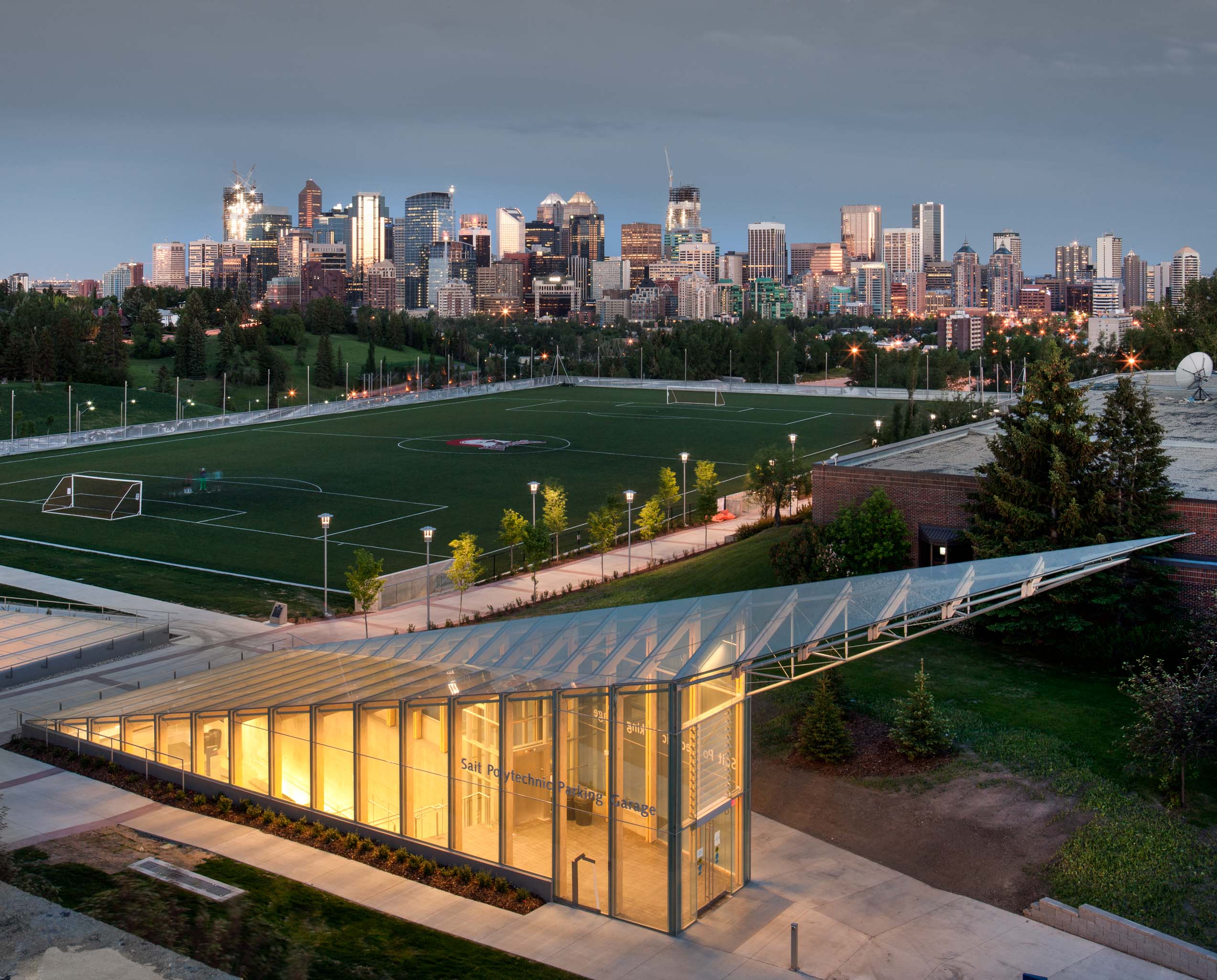 Entrance to SAIT Polytechnic Parkade in Calgary, AB by Revery Architecture