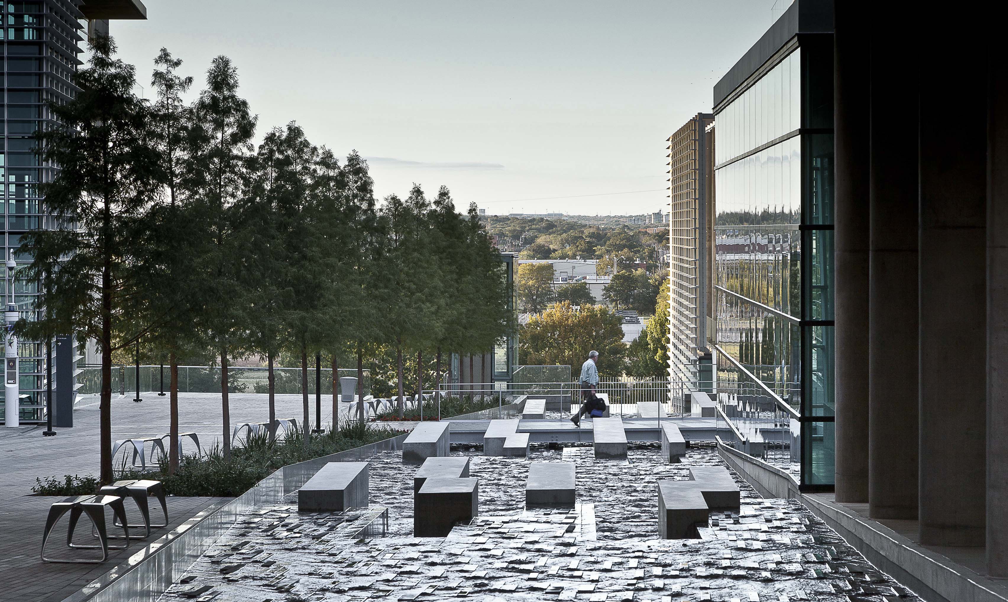 Water feature and landscaping