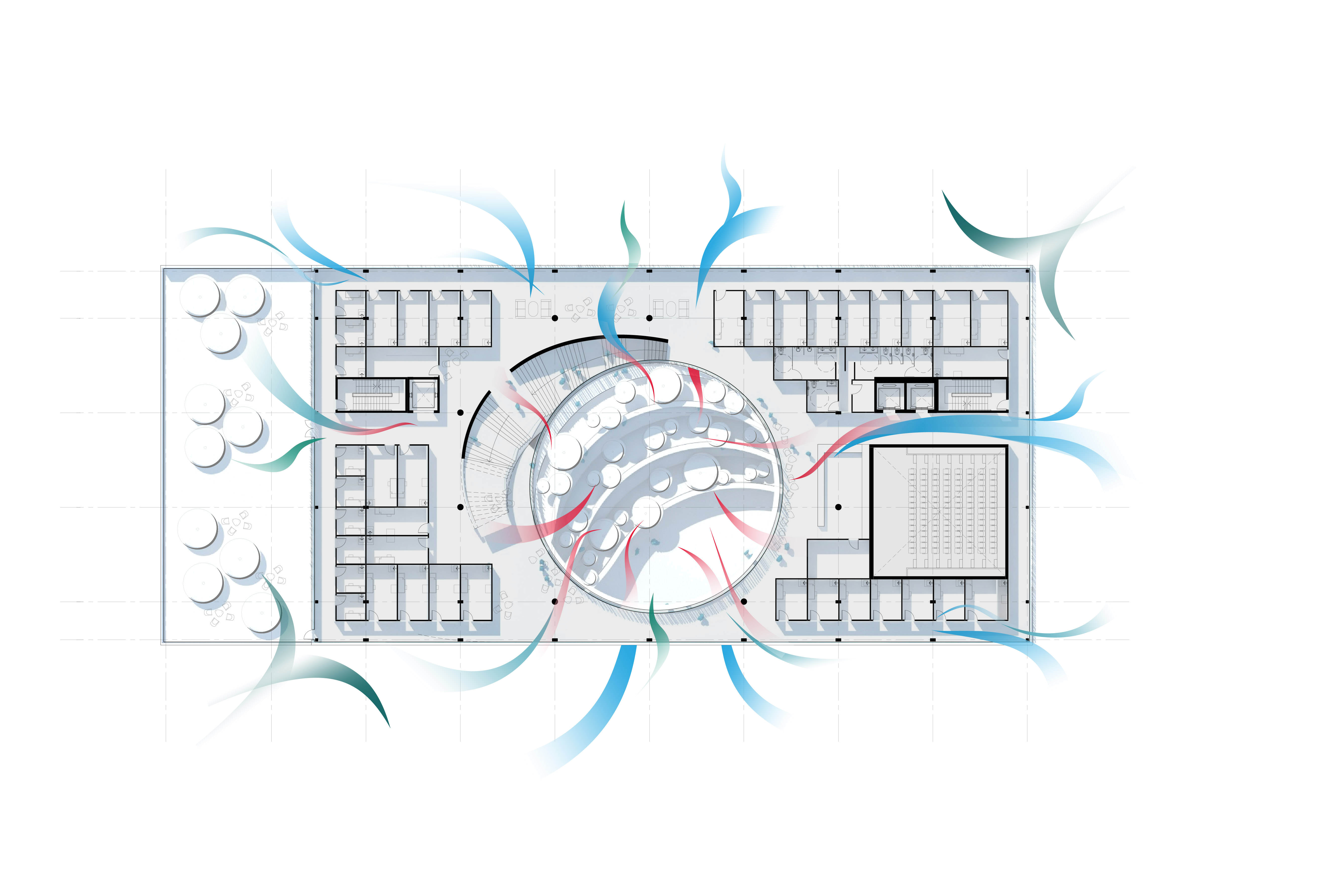 Floor plan showing airflow