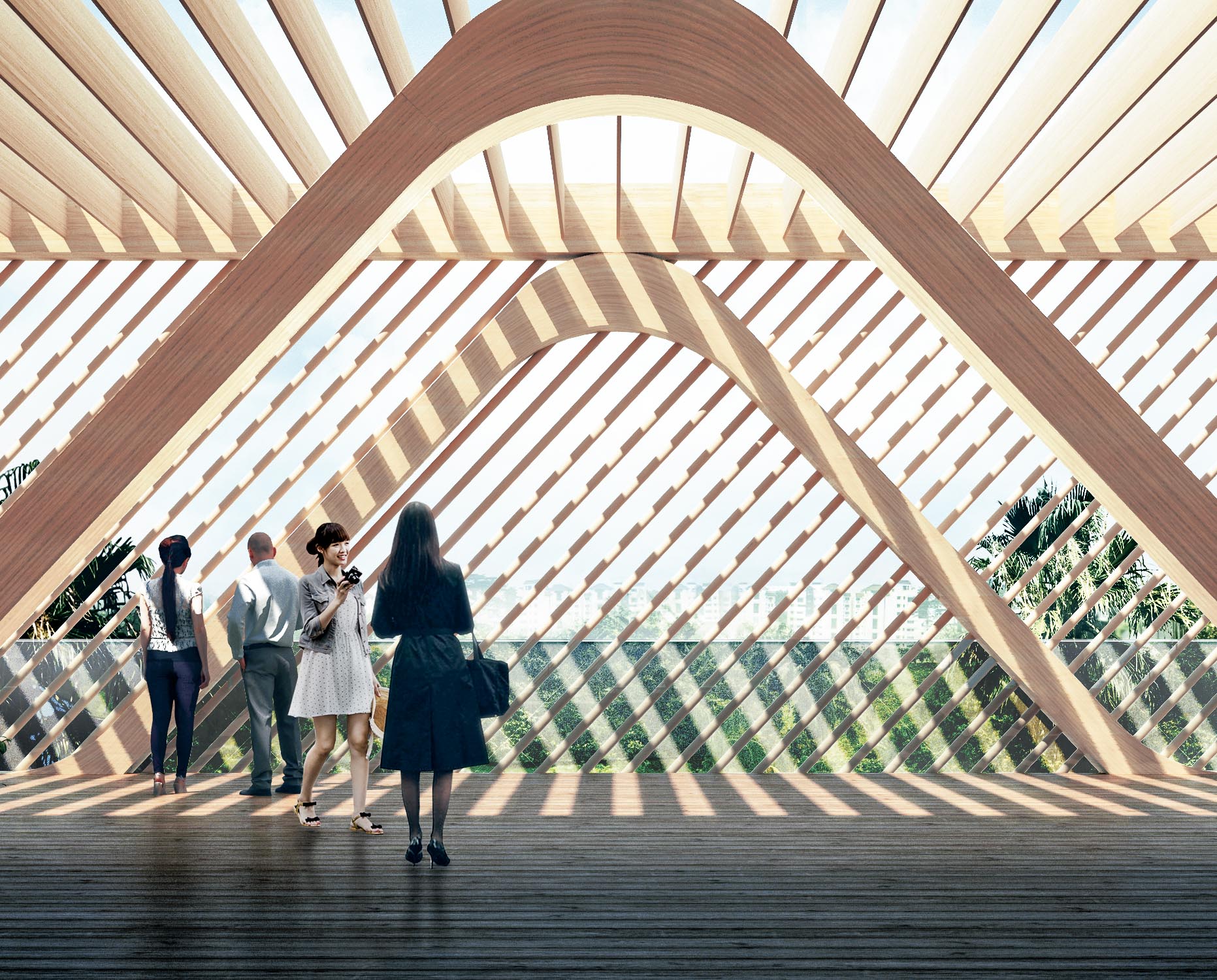 Interior render of building facade