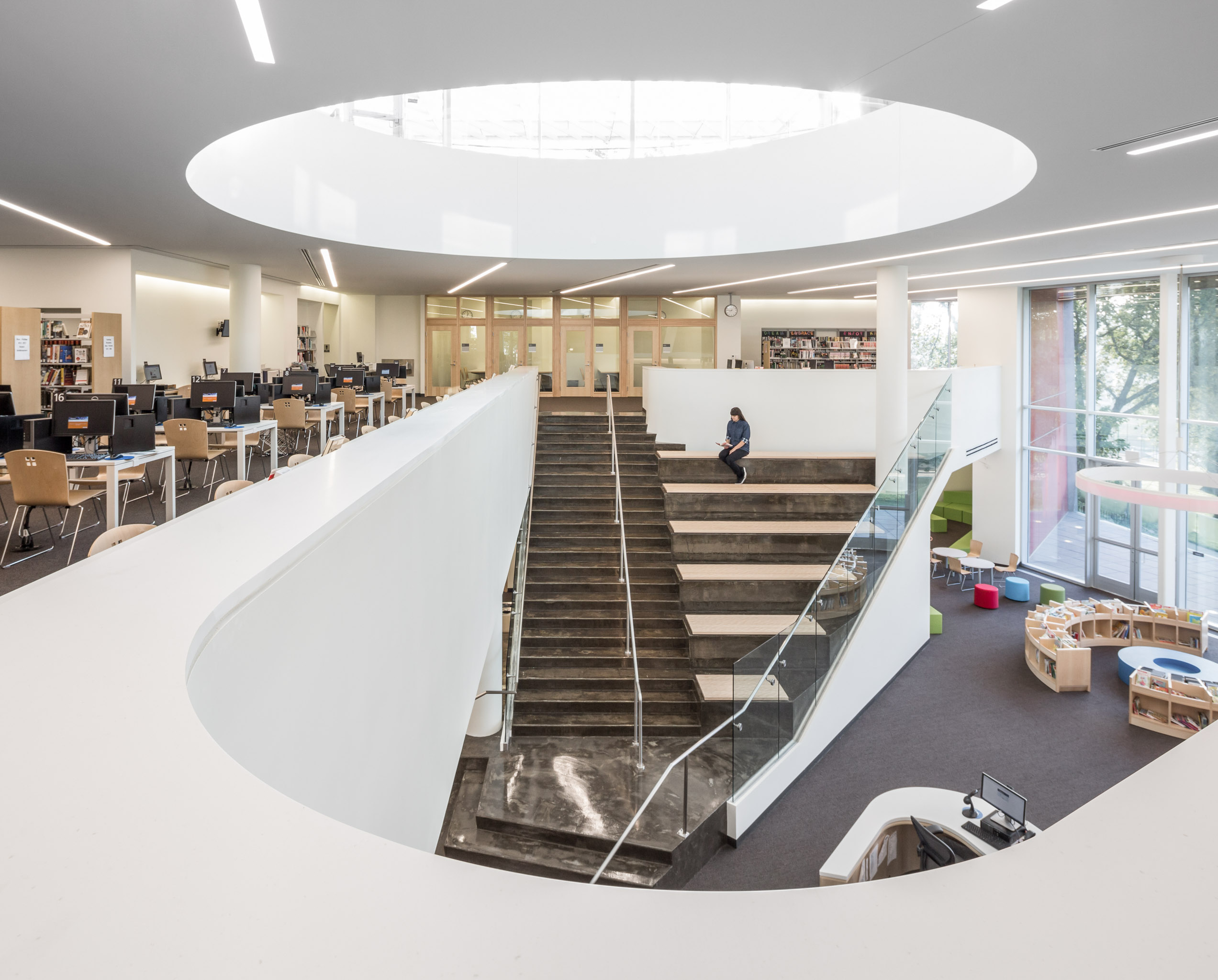 Interior of Woodridge Library by Revery Architecture
