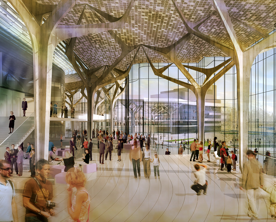 Interior view of sky lobby