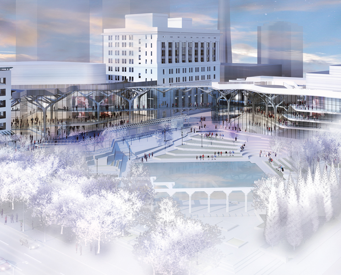 Aerial view of Arts Commons in Calgary, AB by Revery Architecture