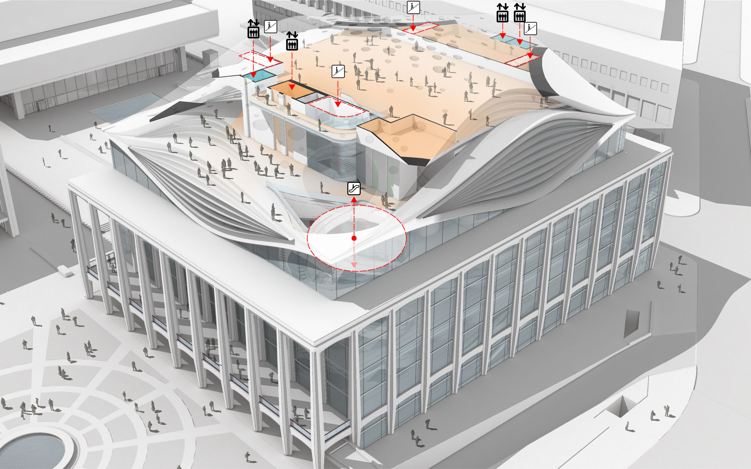 Axonometric drawing of building