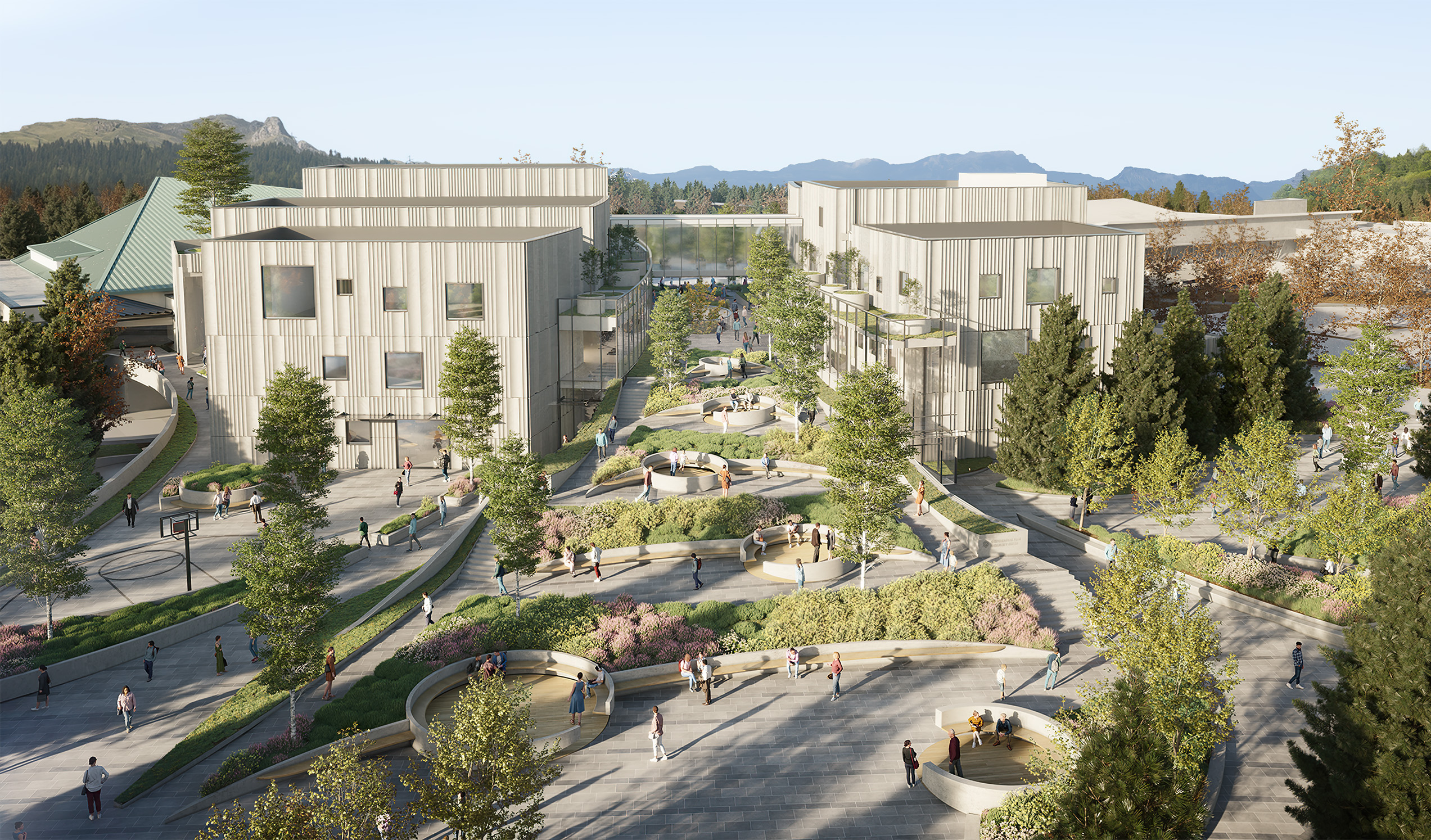 Revery Architecture Confederation Park Community Centre Burnaby Promenade looking North